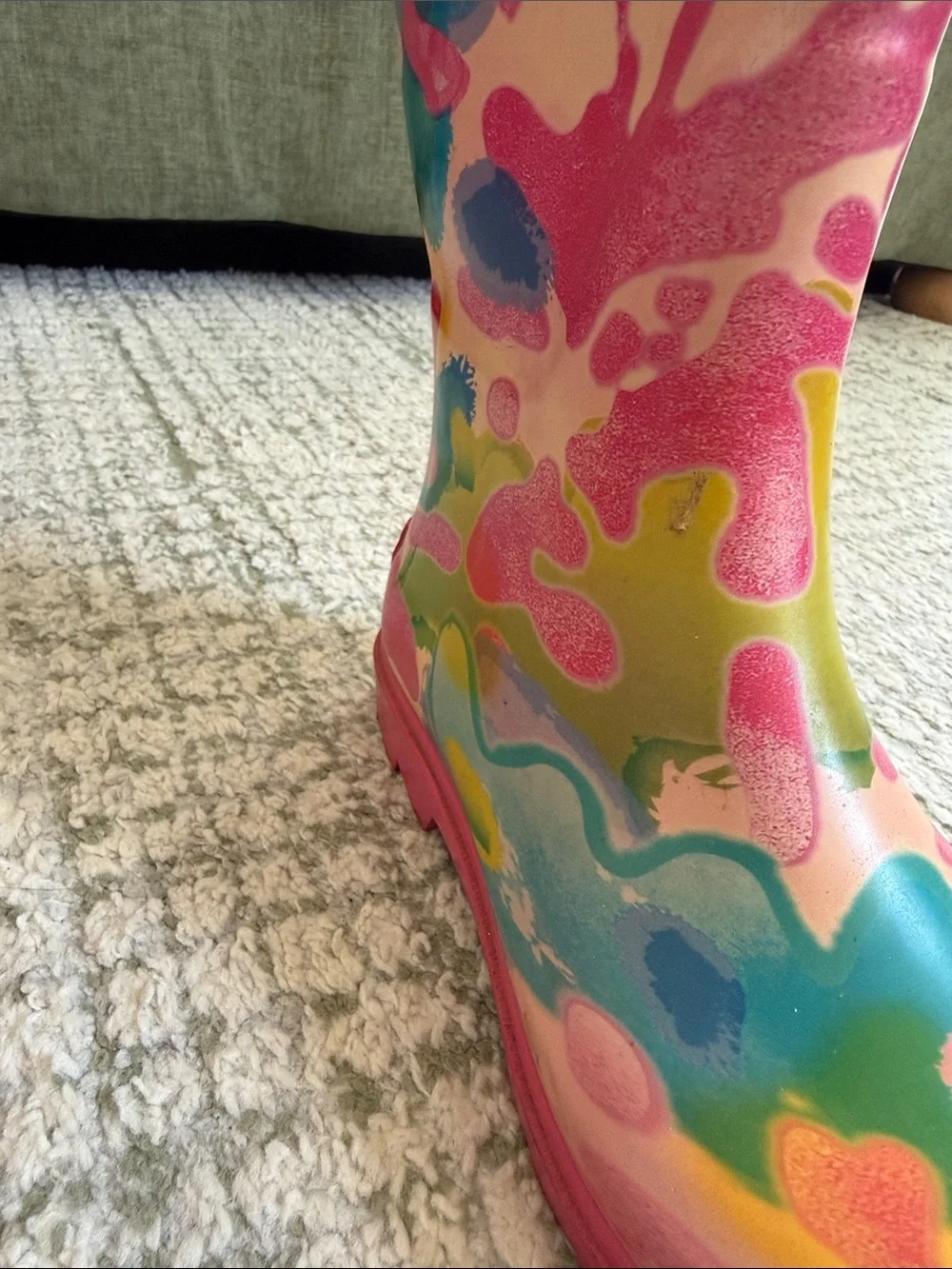 Magellan Womens Size 5B Pink Floral Tall Rain Boots Rubber Waterproof